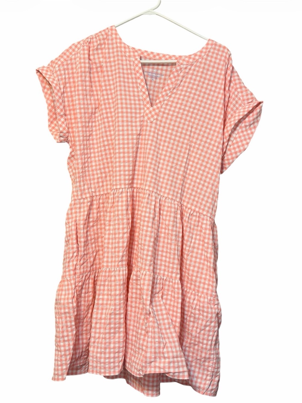 Vineyard Vines Harbor Gingham Tiered Performance Dress XL Pink Preppy Coastal - Picture 3 of 7